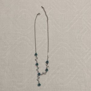 Blue rose silver necklace
